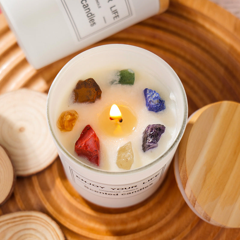 Candela in Cera di Soia con Cristalli – Ritual & Relax
