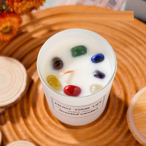 Candela in Cera di Soia con Cristalli – Ritual & Relax