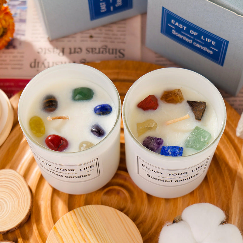 Candela in Cera di Soia con Cristalli – Ritual & Relax